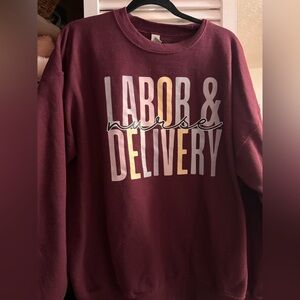 Gildan Burgundy Labor and Delivery sweater